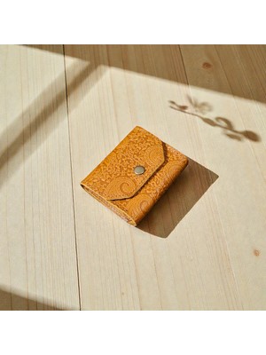 MAT DERİ Kadın Kartlık Desenli Hakiki Deri Küçük Cüzdan Nakit Bölmeli (10X9 Cm) Camel