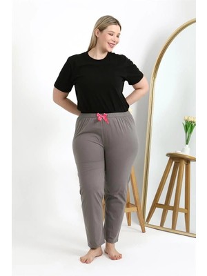 Veralya Moda Kadın Pamuklu Büyük Beden Alt Pijama Vizon