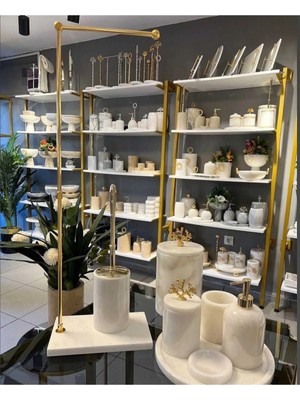 Ege Gross Beyaz Mermer Banyo Seti- 9 Parça- Mermer Wc Peçetelik