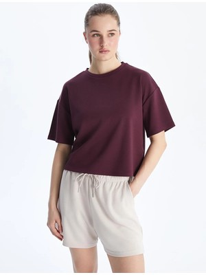 Lc Waikiki Yeni Sezon Bisiklet Yaka Oversize Crop Kadın Spor Tişört