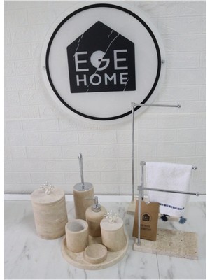 Ege Gross Mermer Banyo Seti- 9 Parça- Mermer Wc Peçetelik