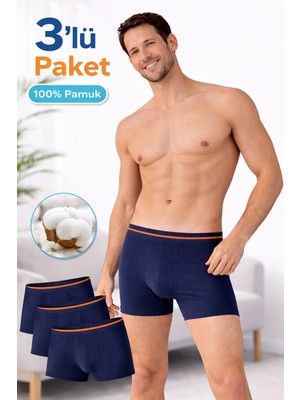 Süsen Lingerie Erkek Boxer, 3 Lü Lacivert %100 Pamuk Erkek Modal Boxer