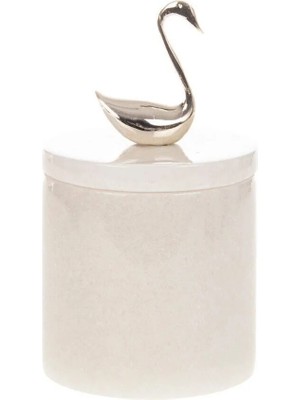 Ege Gross Dekoratif Beyaz Mermer Pamukluk Gümüş Sılver Kuğu Detaylı