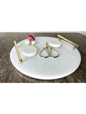 Ege Gross Doğal Mermer Söz / Nişan Tepsisi Makas ve Yüzük Yükselticisi