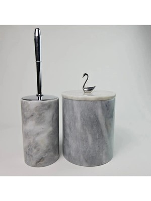 Ege Gross Gri Mermer Çöp Kovası/fırça Seti