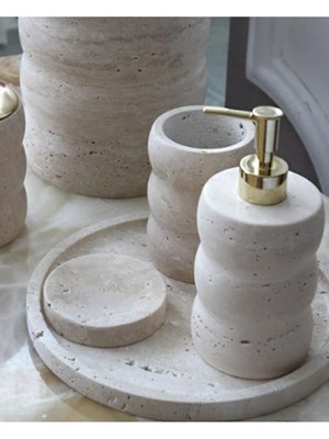 Ege Gross Dekoratif Mermer Tırtıklı 4 Lu Banyo Seti Takımı