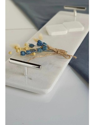 Ege Gross Doğal Beyaz Mermer Uzun Tepsi Sunum ve Servis Tabağı