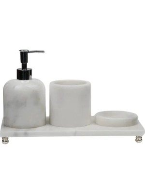 Ege Gross Dekoratif Mermer Banyo Seti 4 Lü Tasarım Set