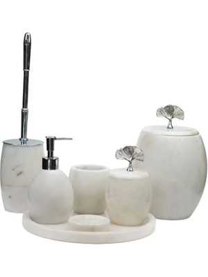 Ege Gross Dekoratif Oval Mermer Banyo Seti Takımı 7 Li Aksesuar Detaylı Tasarım Set