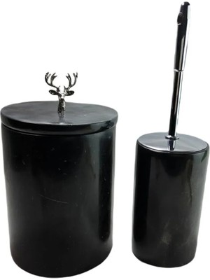 Ege Gross Siyah Mermer Çöp Kovası/fırça Seti