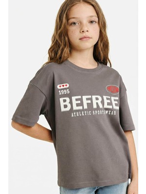 Defacto Oversize Bisiklet Yaka Gri Kız Çocuk T-Shirt G1765A8/GR83