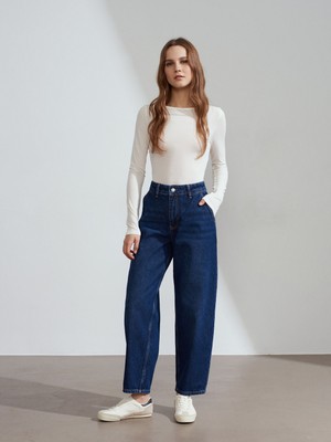 Dilvin 72284 %100 Pamuk Yüksek Bel Jean-Lacivert