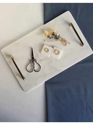 Ege Gross Doğal Mermer Söz / Nişan Tepsisi Makas ve Yüzük Yükselticisi