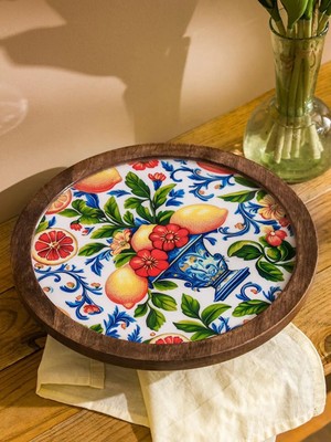 LC Waikiki Karışık Baskılı Ahşap Ayaklı Sunumluk 30 cm  (S6)