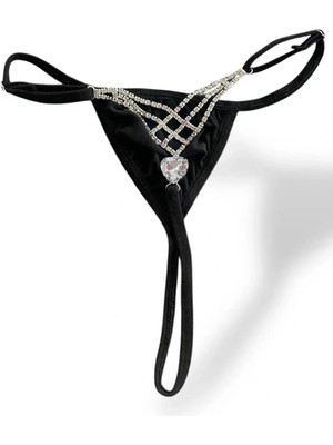 Caş Dekorasyon Siyah Renk Taşlı Tanga