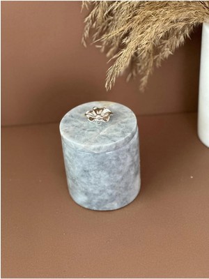 Ege Gross Dekoratif Gri Mermer Pamukluk /mermer Kapalı Kutu/ Mermer Kavanoz /mermer Baharatlık