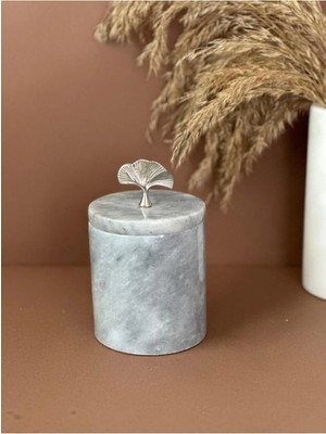 Ege Gross Dekoratif Gri Mermer Pamukluk /mermer Kapalı Kutu/ Mermer Kavanoz /mermer Baharatlık