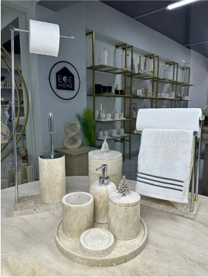 Ege Gross Traverten Mermer Banyo Seti- 9 Parça -Mermer Banyo Seti