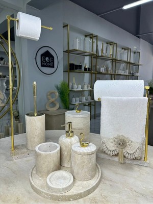 Ege Gross Traverten Mermer Banyo Seti- 9 Parça -Mermer Banyo Seti