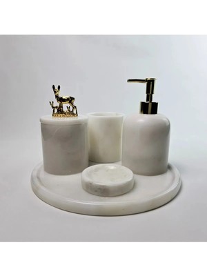 Ege Gross Beyaz Mermer Banyo Seti 5li/mermer Banyo Takımı