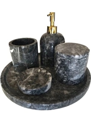 Ege Gross Dekoratif Mermer 5 Li Banyo Seti Takımı