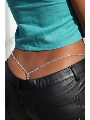 Caş Dekorasyon Gümüş Renk Taşlı Tanga