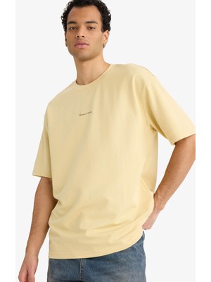 Defacto Boxy Fit Sarı Erkek T-Shirt F8096AX/YL166