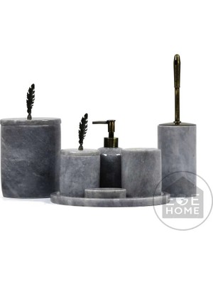 Ege Gross Dekoratif Gri Mermer Banyo Seti 7li Eskitme Aksesuarlı Tasarım Set\mermer Takım