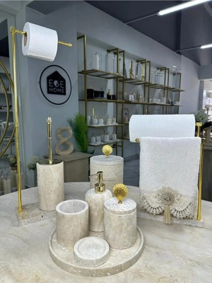 Ege Gross Traverten Mermer Banyo Seti- 9 Parça -Mermer Banyo Seti