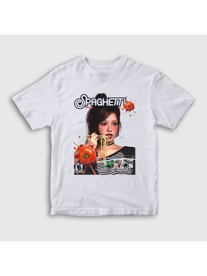 Presmono Unisex Çocuk Beyaz Spaghetti Hong Eunchae Le Sserafim T-Shirt