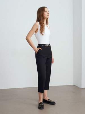 Dilvin 72279 Orta Belli Kapri Pantolon-Siyah