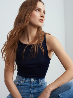 Dilvin 21048 Halter Yaka Top-Lacivert