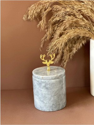 Ege Gross Dekoratif Gri Mermer Pamukluk /mermer Kapalı Kutu/ Mermer Kavanoz /mermer Baharatlık