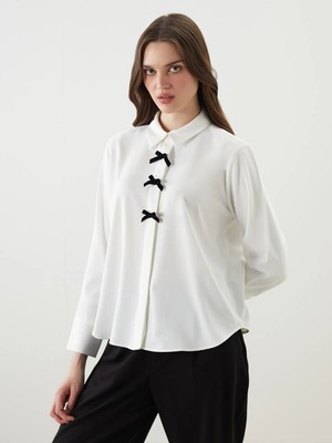 Lc Waikiki Yeni Sezon Loose Fit Fiyonk Detaylı Kadın Gömlek