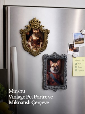 Minshu Vintage Pet Portre, Buzdolabı Çerçevesi, Değiştirilebilir Fotoğraflı Buzdolabı/Ev Dekoru