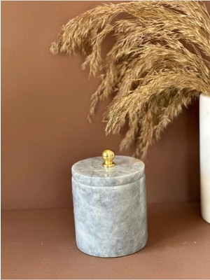 Ege Gross Dekoratif Gri Mermer Pamukluk /mermer Kapalı Kutu/ Mermer Kavanoz /mermer Baharatlık