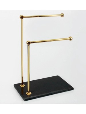 Ege Gross Dekoratif Mermer Ayaklı Iki Kollu Metal Banyo El Havluluk Standı