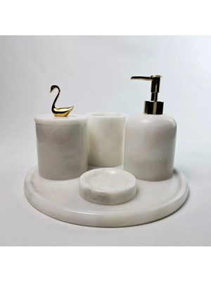 Ege Gross Beyaz Mermer Banyo Seti 5li/mermer Banyo Takımı