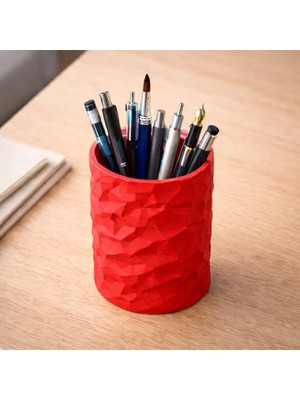 Basart Dokulu 3D Yazıcı Üretimi Dekoratif Masa Üstü Kalemlik ve Organizer