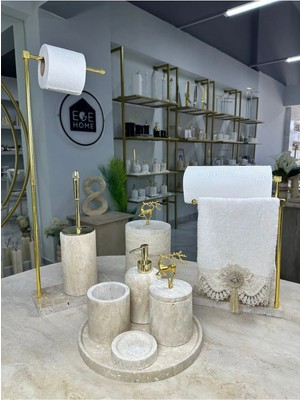 Ege Gross Traverten Mermer Banyo Seti- 9 Parça -Mermer Banyo Seti