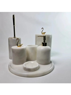 Ege Gross Beyaz Mermer Banyo Seti 7li/mermer Banyo Takımı