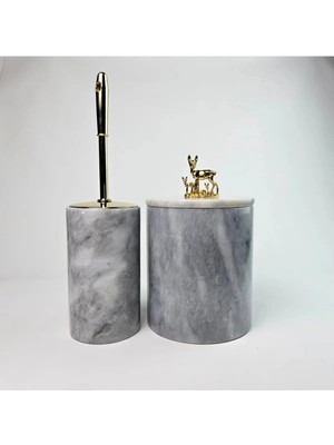 Ege Gross Gri Mermer Çöp Kovası/fırça Seti