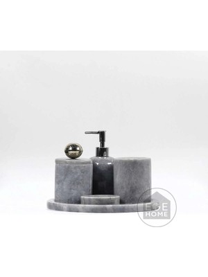 Ege Gross Dekoratif Gri Mermer Banyo Seti 5 Li Gümüş Disko Toplu Tasarım Set\mermer Banyo Takımı