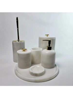 Ege Gross Beyaz Mermer Banyo Seti 7li/mermer Banyo Takımı