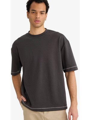 Defacto Loose Fit Antrasit Erkek T-Shirt C0147AX/AR221
