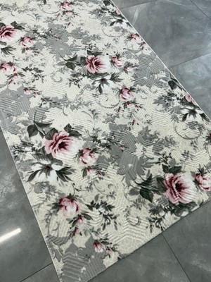 Dinarsu Halı Dinarsu Embos Halı Elina Gri Kaymaz Taban Yolluk Makinede Yıkanabilir Halı