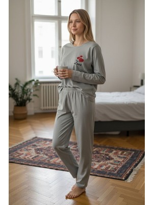 North Stand Baskılı Interlok Kumaş Kadın Pijama Takımı