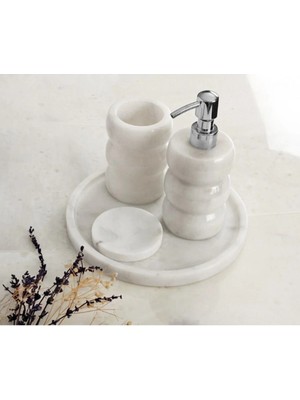 Ege Gross Dekoratif Mermer Tırtıklı 4 Lu Banyo Seti Takımı