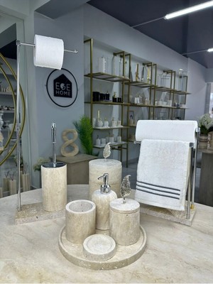 Ege Gross Traverten Mermer Banyo Seti- 9 Parça -Mermer Banyo Seti