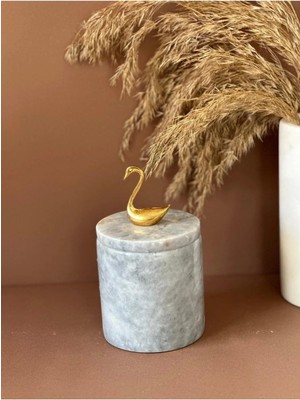 Ege Gross Dekoratif Gri Mermer Pamukluk /mermer Kapalı Kutu/ Mermer Kavanoz /mermer Baharatlık